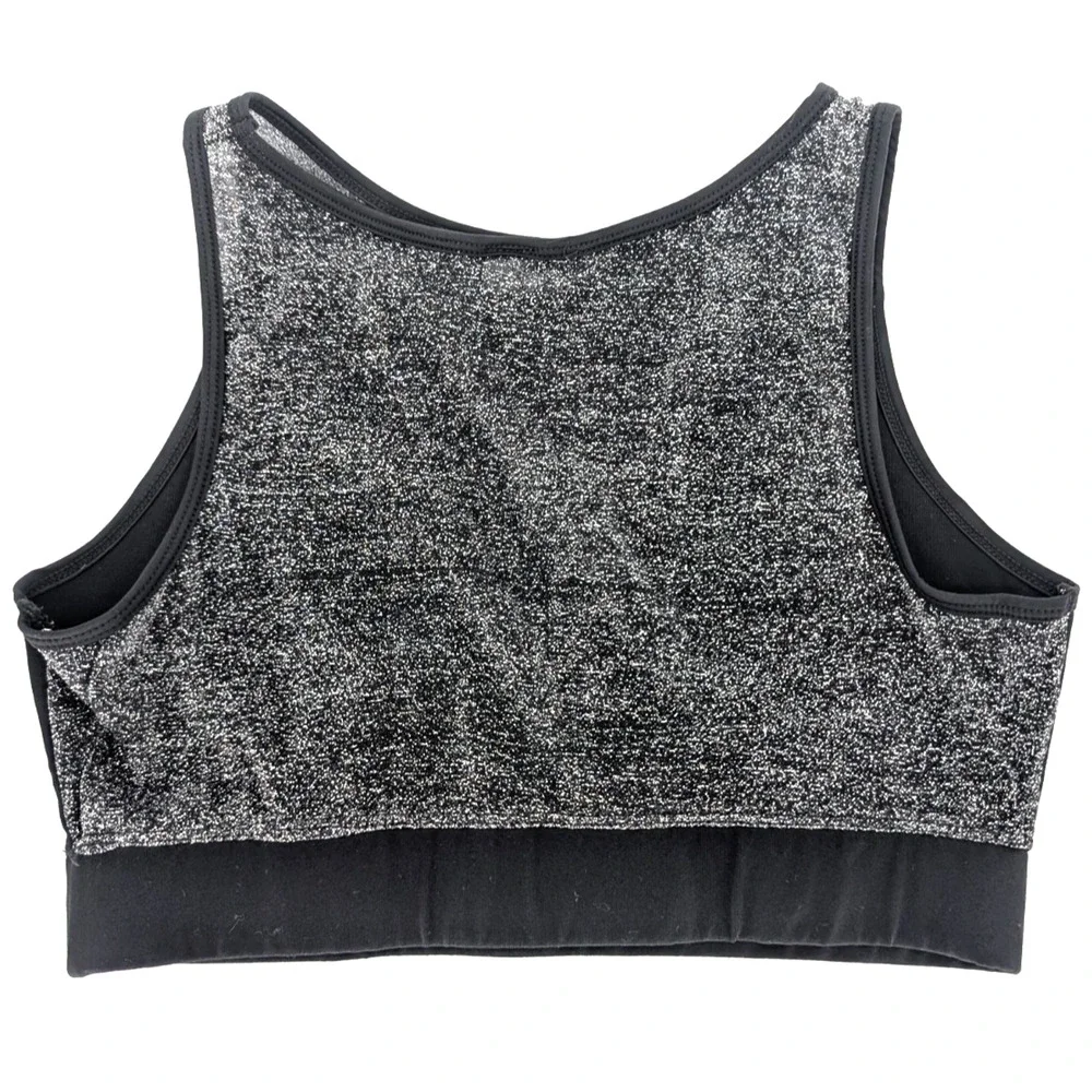 Electric Yoga We Just Mesh High Neck Silver Black Sports Bra Yoga Gym Fitness MD - Picture 2 of 7